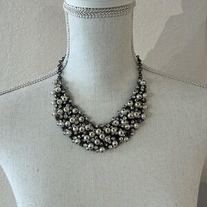Pearl and Rhinestone Bib Necklace